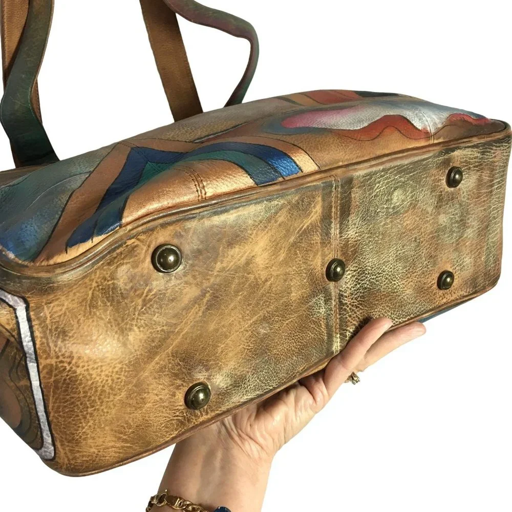Anuschka NEVER USED Handpainted Leather Laptop Bag + Insert Southwest